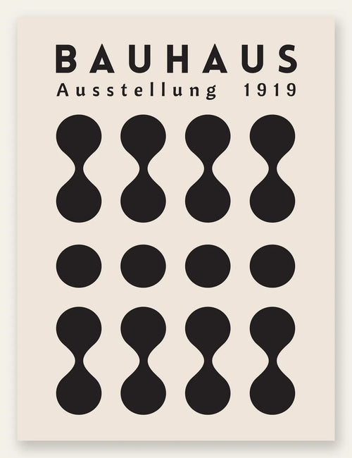 Sabliers et Points, affiche Bauhaus geometrique sur fond colore