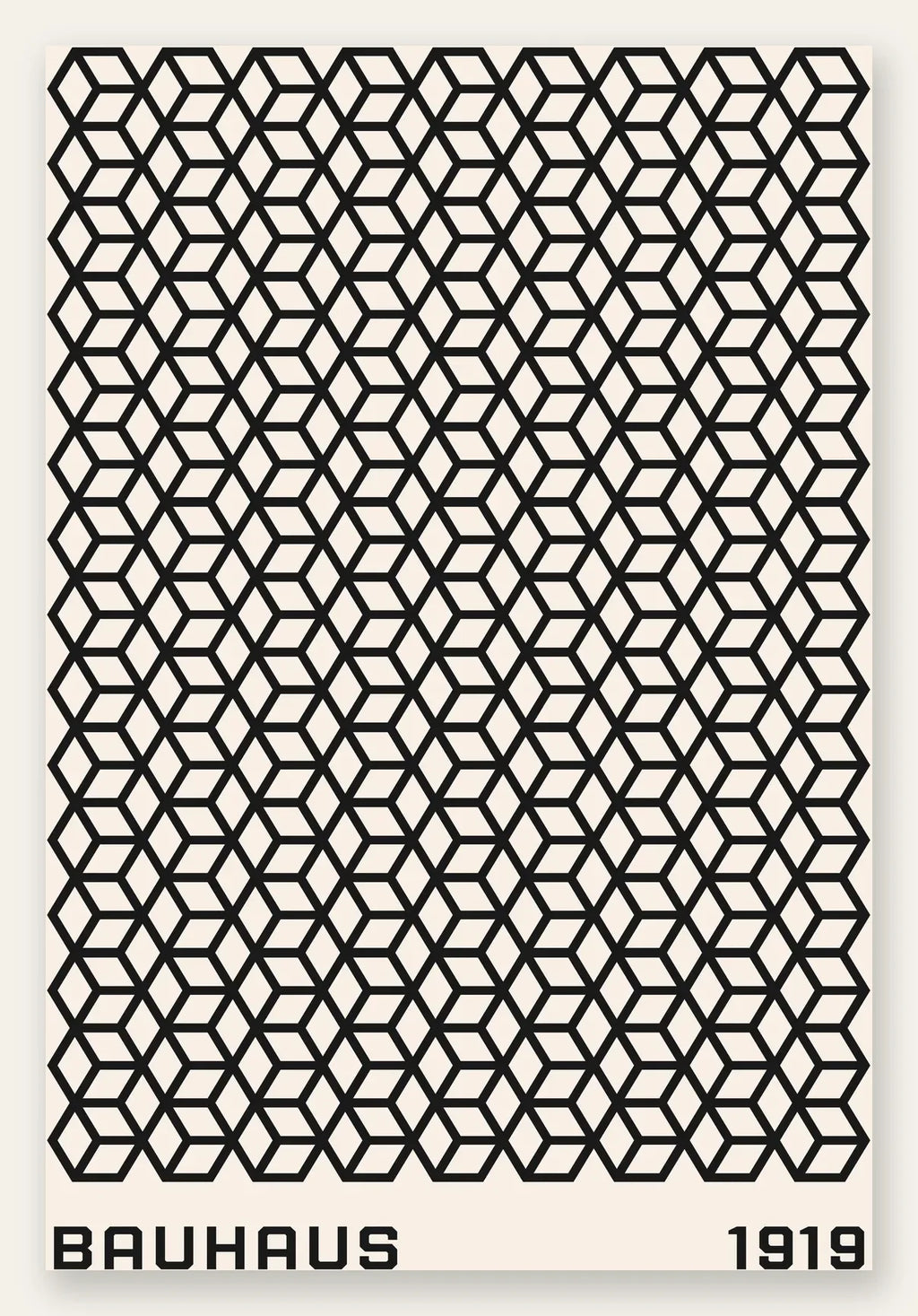 Treillis de Cubes, affiche Bauhaus geometrique sur fond colore