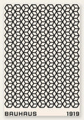 Treillis de Cubes, affiche Bauhaus geometrique sur fond colore