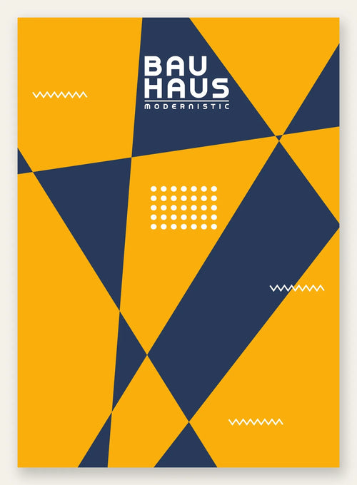 Triangles Modernistic, affiche Bauhaus geometrique sur fond colore