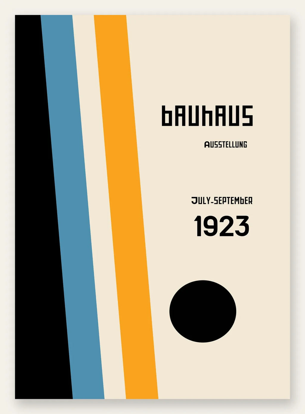 Vagues Turquoise, affiche Bauhaus geometrique sur fond colore