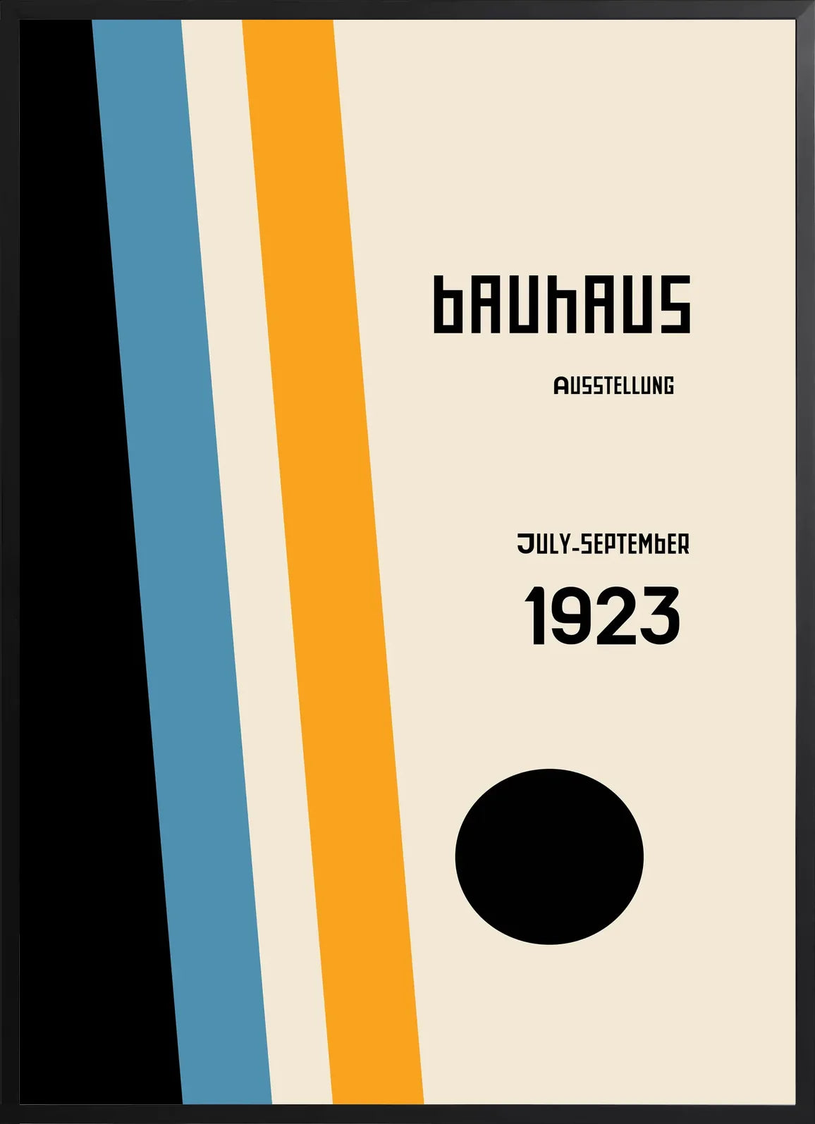 Encadrement noir mat autour de l'affiche Bauhaus vagues turquoise
