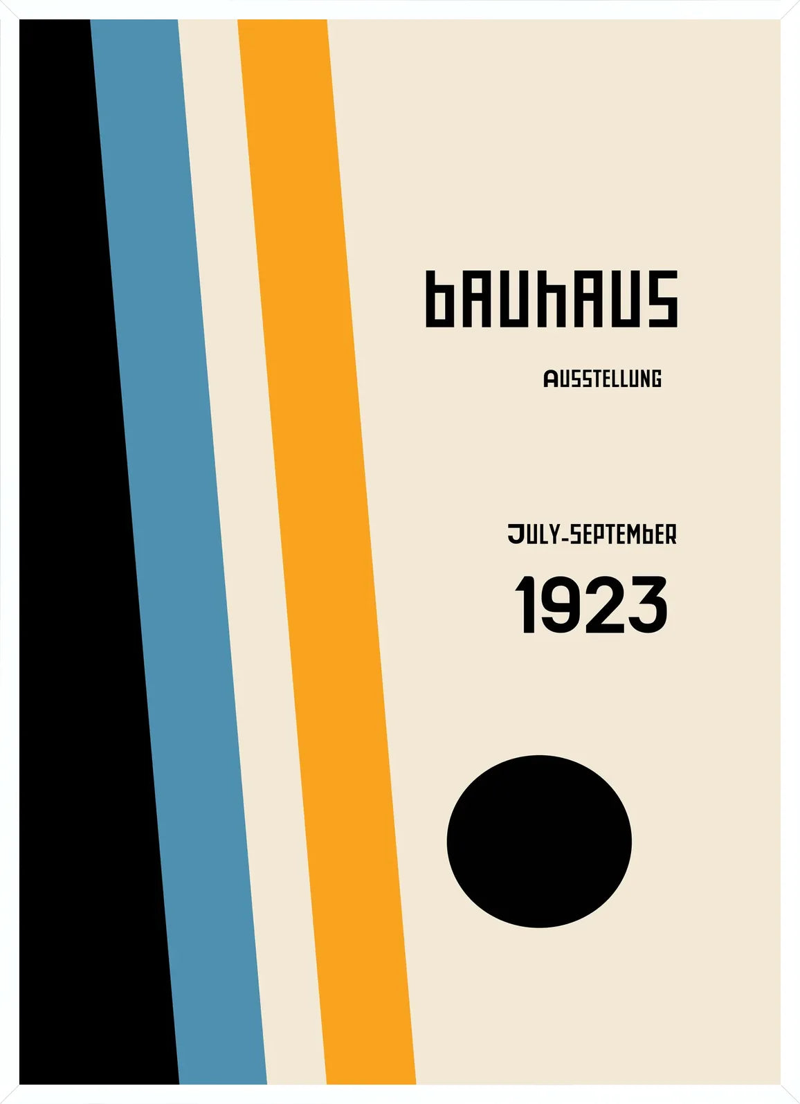 Cadre blanc epure presentant l'affiche Bauhaus vagues turquoise