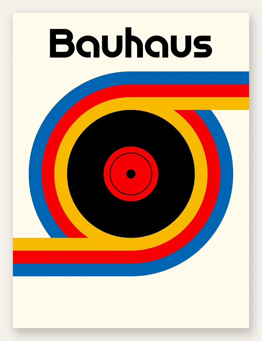 Vinyle et Ruban, affiche Bauhaus geometrique sur fond colore