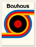 Vinyle et Ruban, affiche Bauhaus geometrique sur fond colore