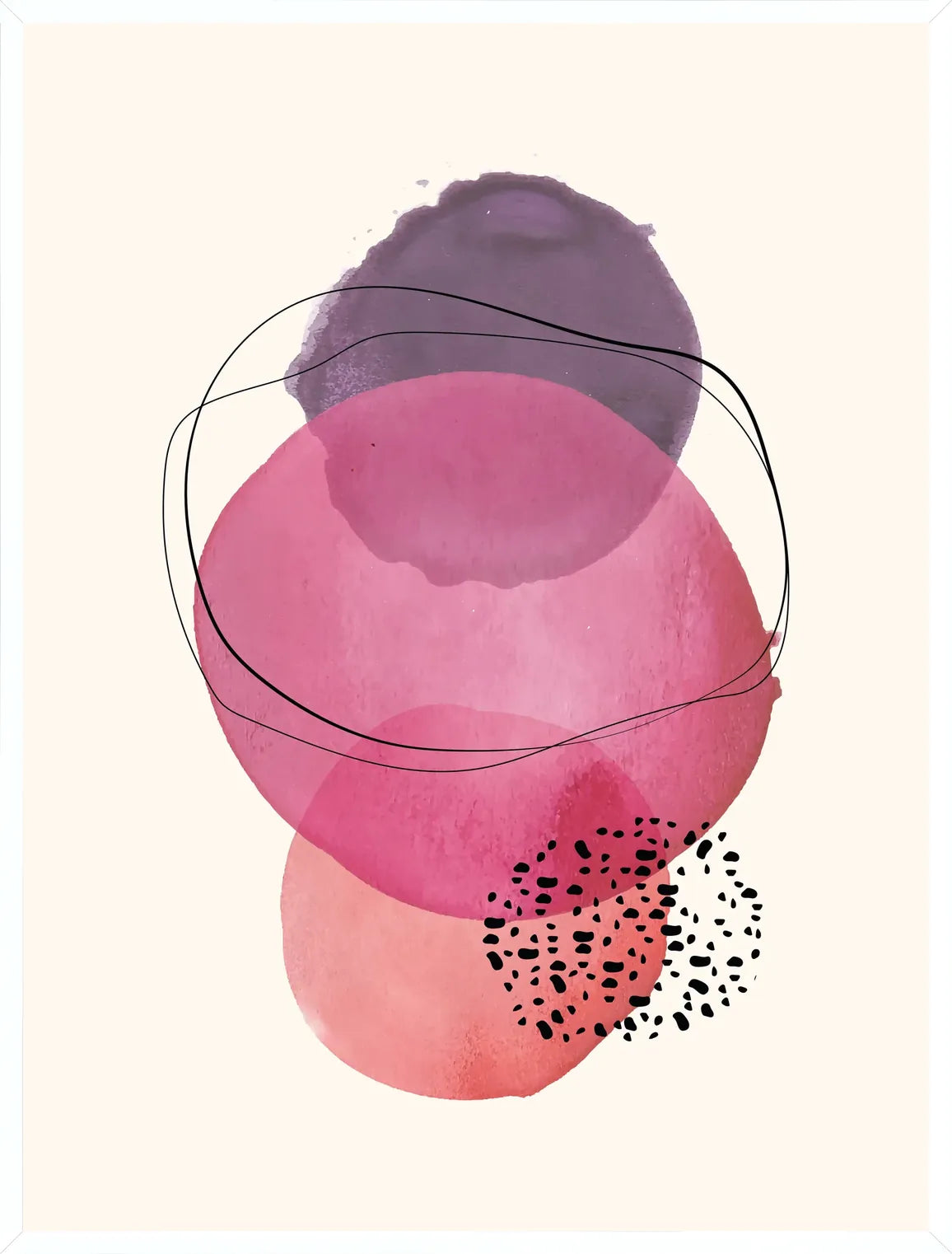 Cadre blanc epure presentant l'affiche boho aquarelle rose