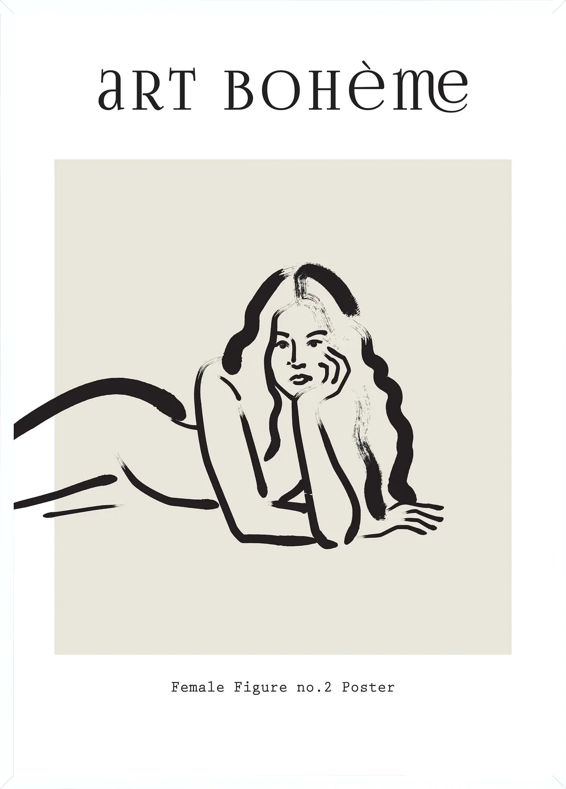 Cadre blanc epure presentant l'affiche boheme femme au trait