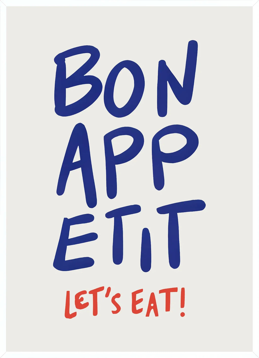 Cadre blanc epure presentant l'affiche cuisine Bon Appetit