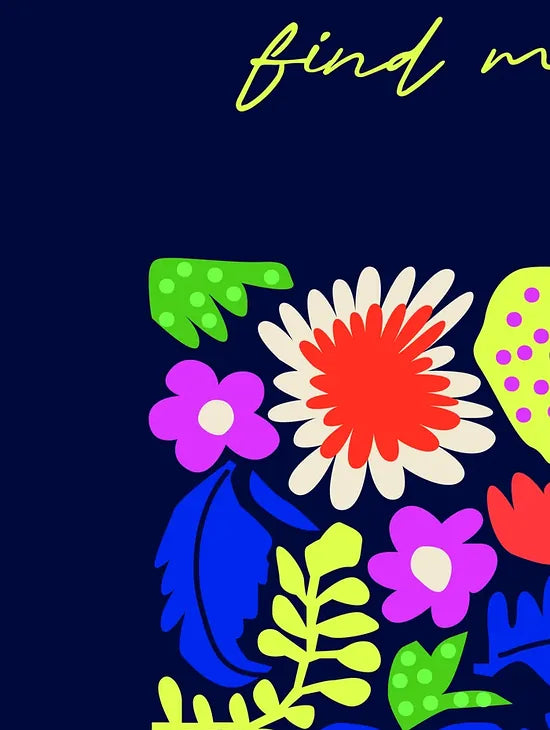 Gros plan sur les marguerites et fleurs folk de l'affiche botanique