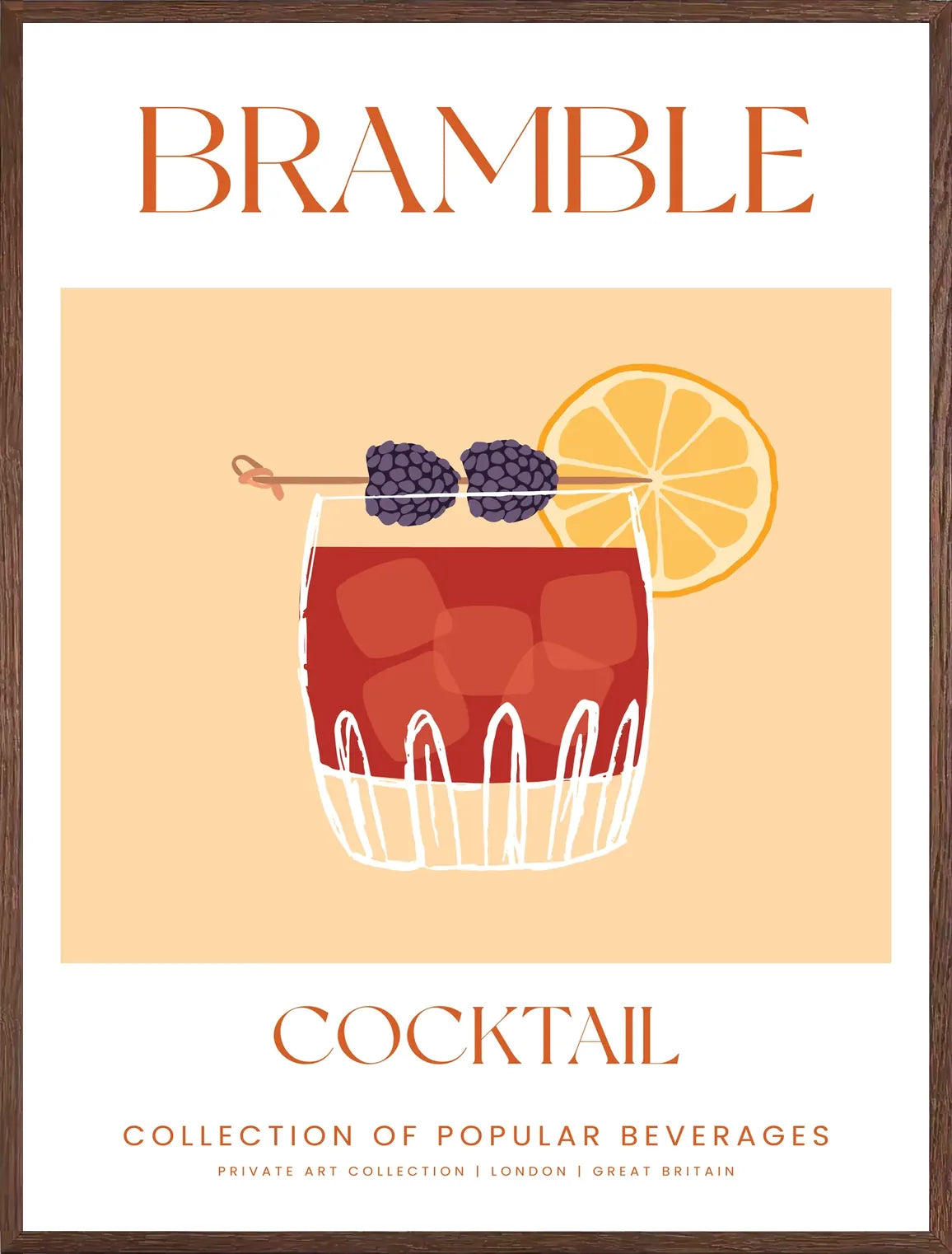 Cadre chene clair entourant l'affiche bramble mure et citron