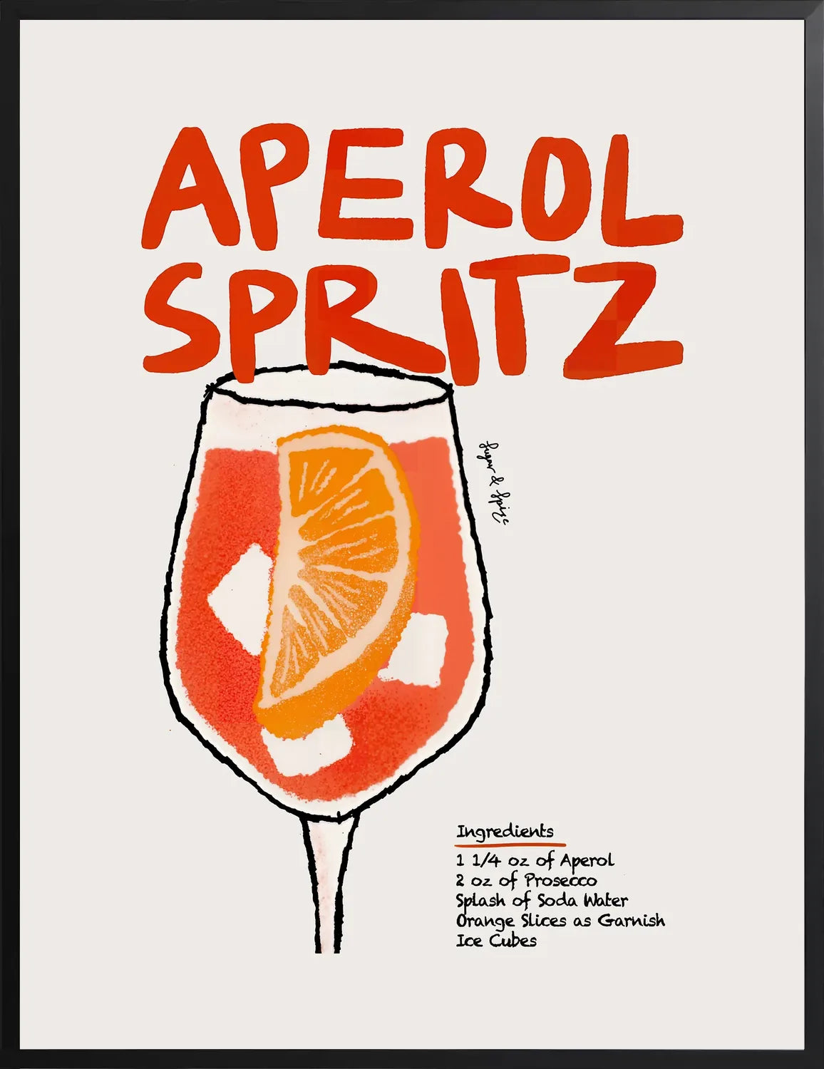 Verre de Spritz encadre noir mat, contraste entre orange et noir d'ivoire