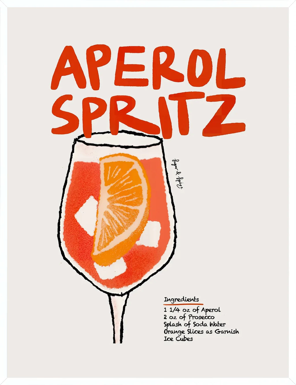 Gobelet Aperol en cadre blanc fin, look minimal et lettrage manuscrit