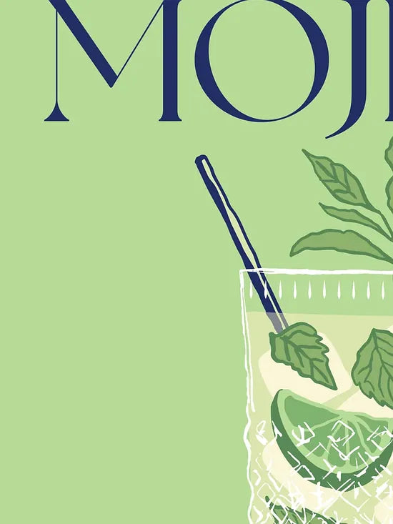 Gros plan sur le verre a mojito, feuilles de menthe et glace pilee