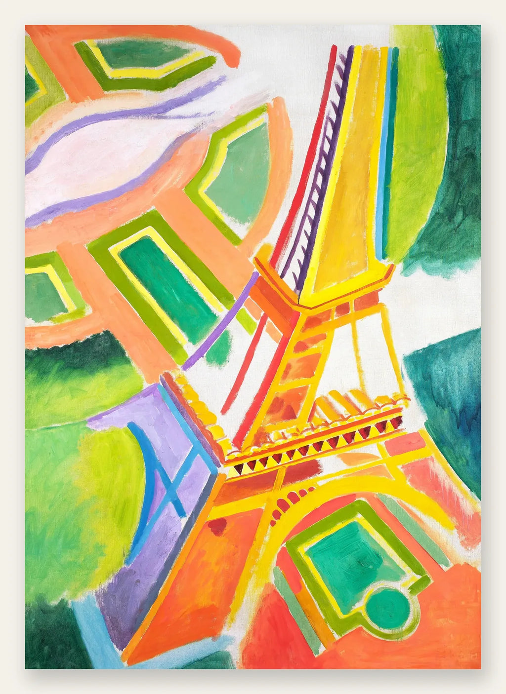 Affiche Delaunay Tour Eiffel orphisme, facettes colorees sur le Champ-de-Mars