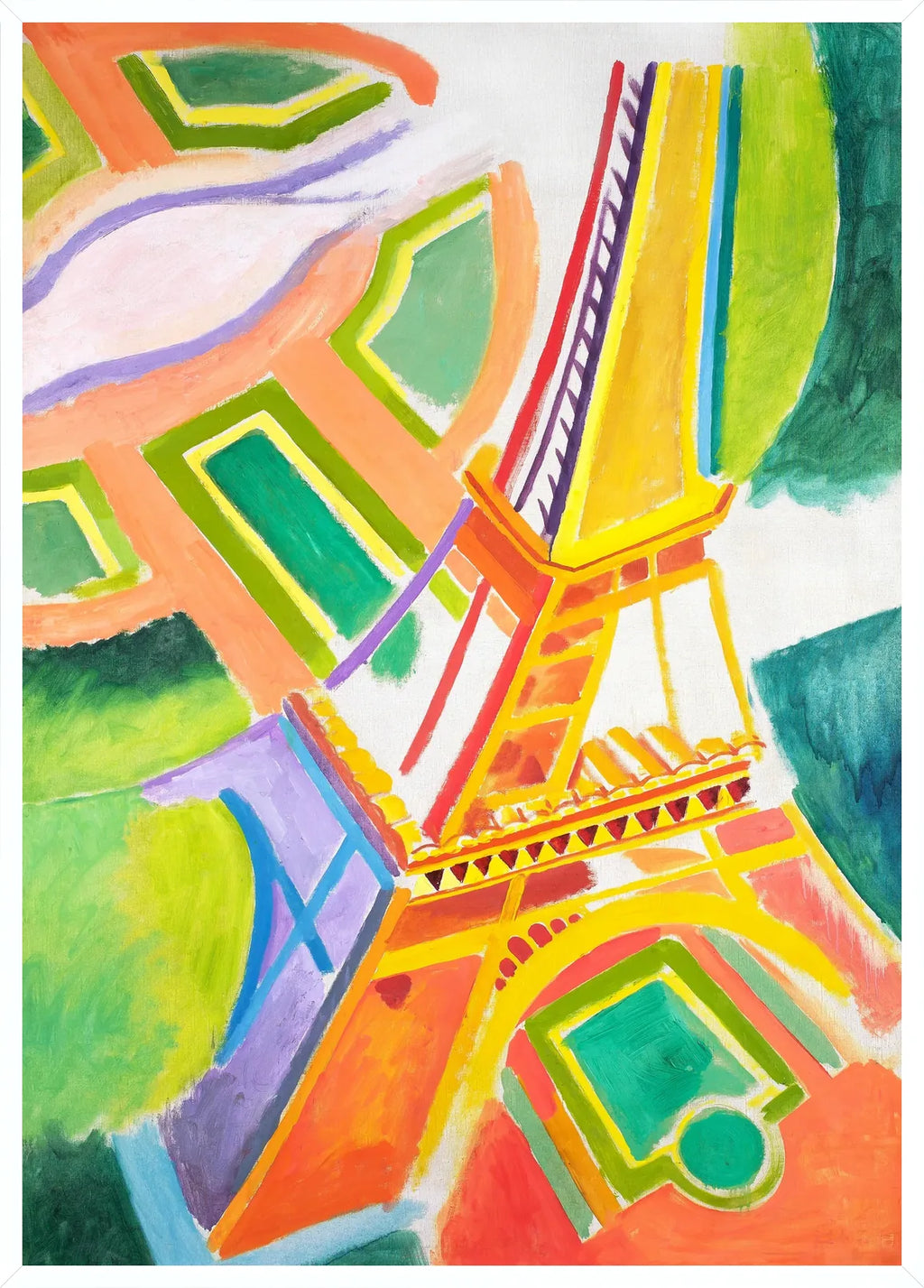 Cadre blanc epure presentant l'affiche Tour Eiffel coloree Delaunay