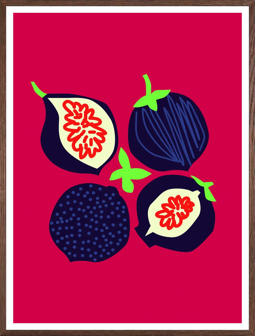 Cadre chene clair entourant l'affiche cuisine figues fruit graphique