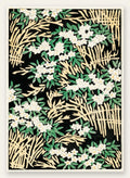Affiche fleurs blanches sur fond noir art japonais