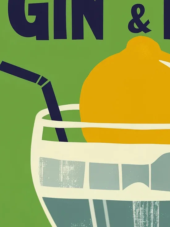 Gros plan sur le verre gin tonic, citron et feuilles