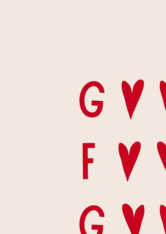 Gros plan sur la typographie Good Food a coeurs rouges