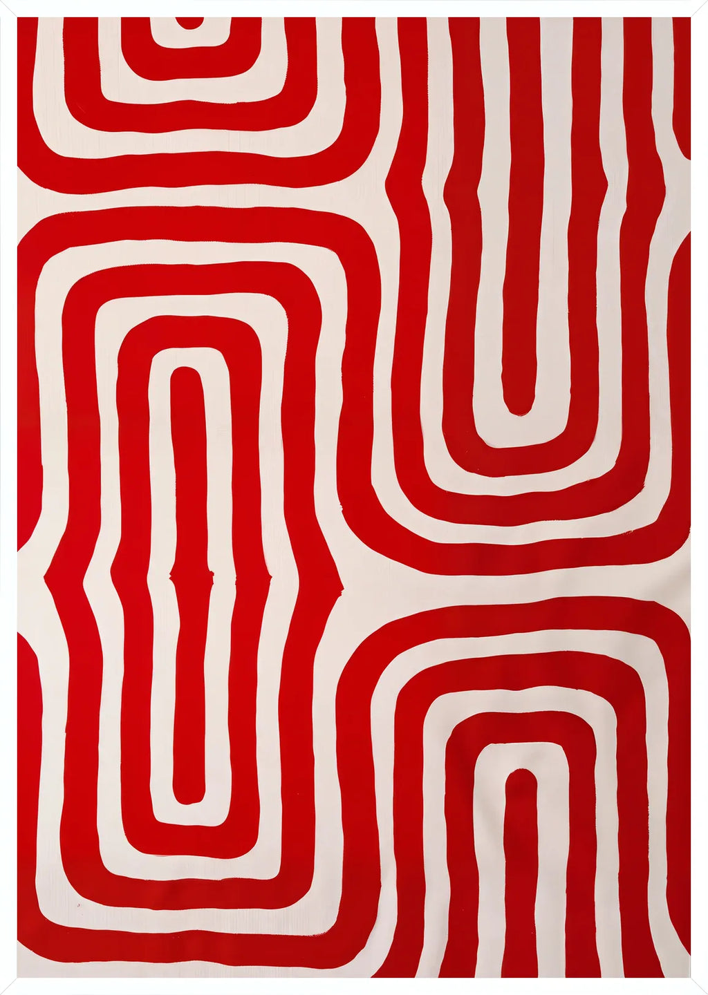Cadre blanc epure presentant l'affiche labyrinthe rouge ondule