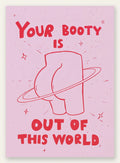 Affiche vintage Your Booty, line art rouge avec anneau de Saturne sur rose