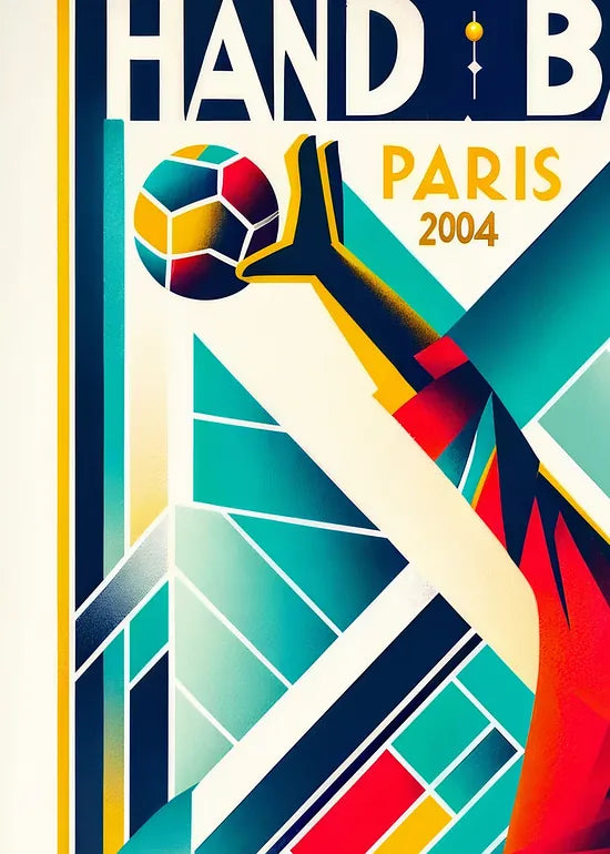 Gros plan sur le joueur de handball, grain du papier 275 g/m2 et traces d encre visibles