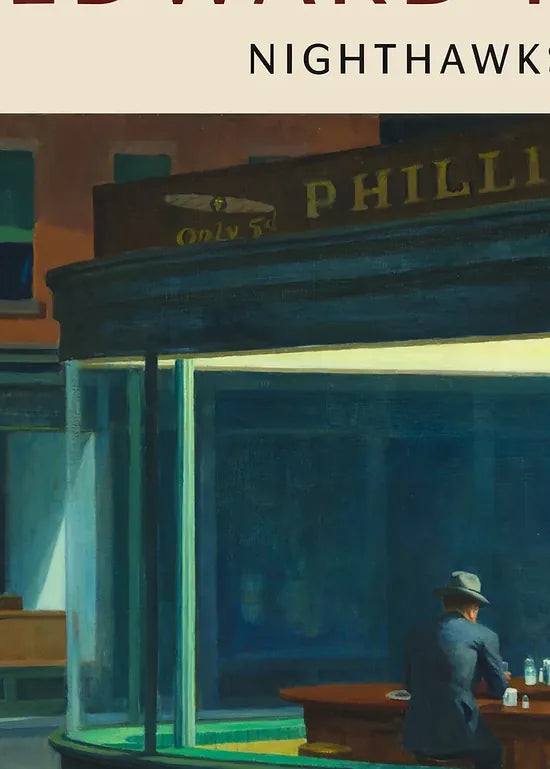 Gros plan sur les personnages du diner Nighthawks de Hopper