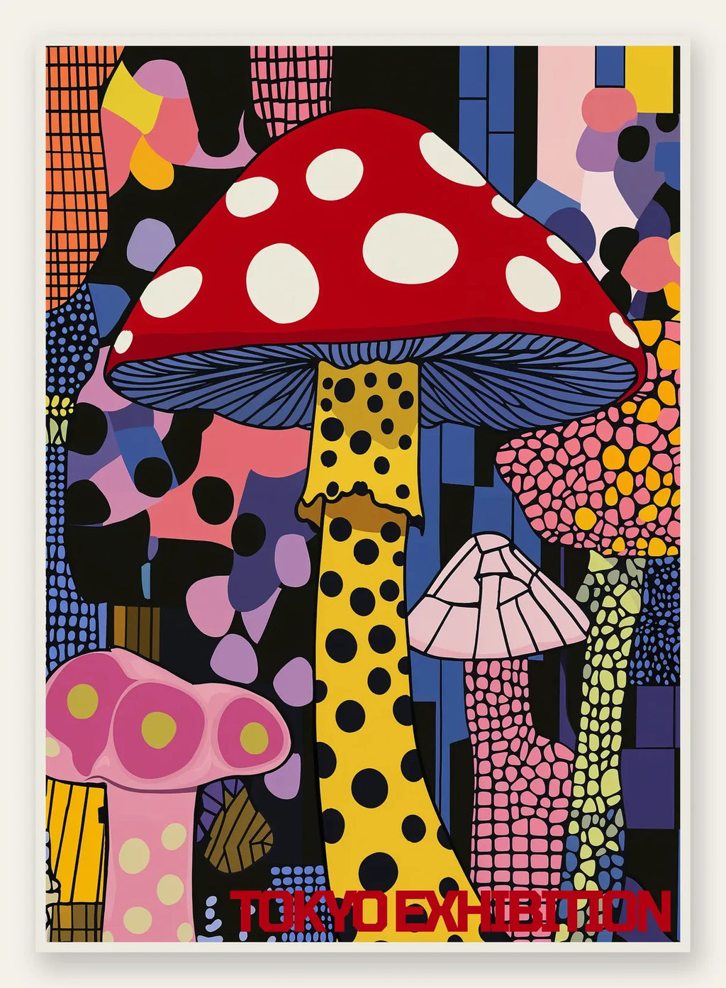 Affiche champignon pop de Kusama art japonais