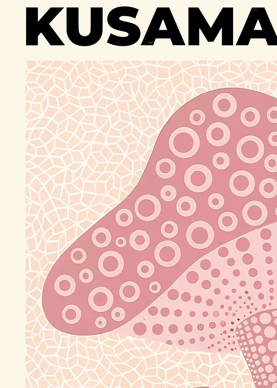 Gros plan sur champignon rose de Kusama