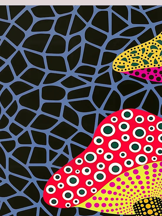 Gros plan sur champignons a pois de Kusama