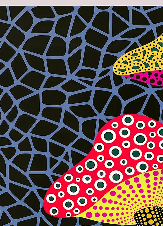 Gros plan sur champignons a pois de Kusama