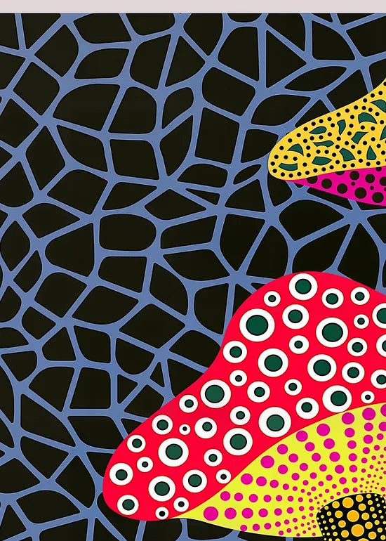 Gros plan sur champignons rouge de Kusama