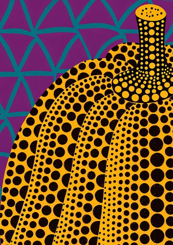 Gros plan sur les pois de la citrouille jaune de Kusama