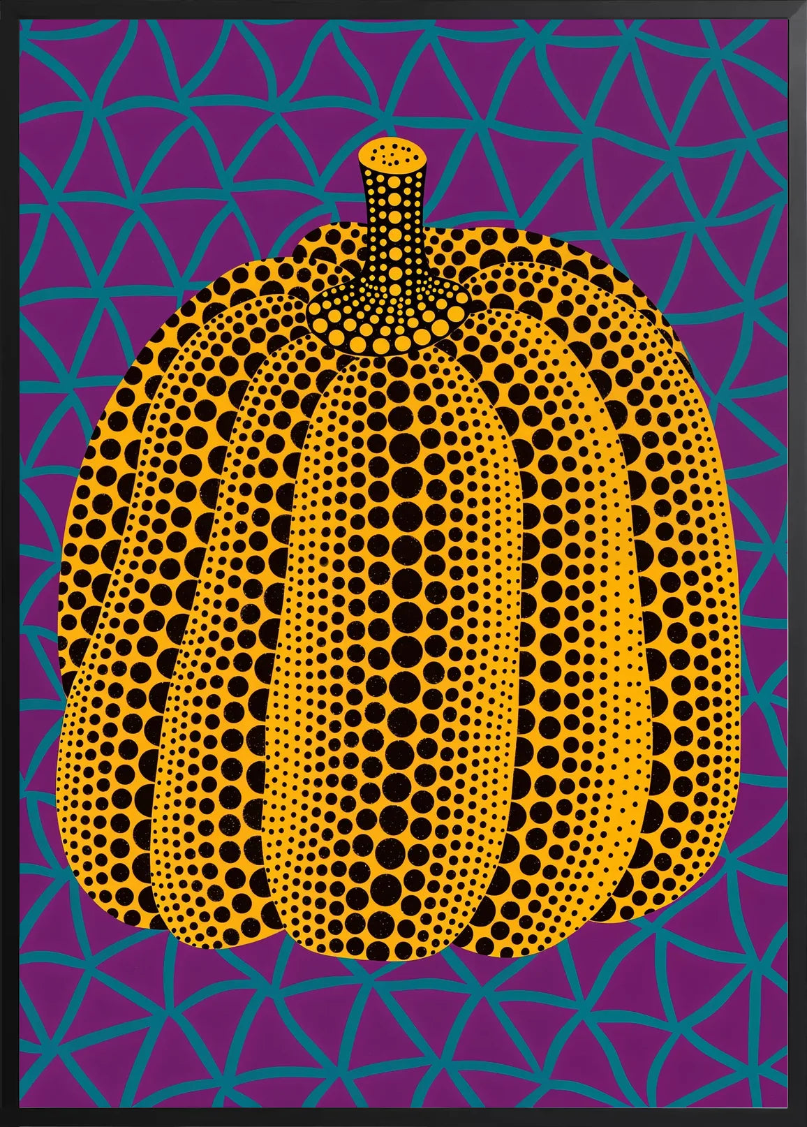 Encadrement noir mat autour de la citrouille a pois jaune de Kusama