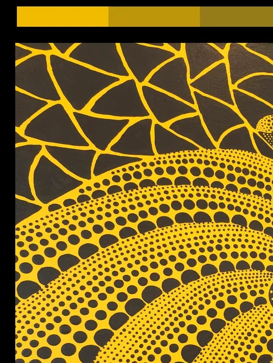 Gros plan sur les pois de la citrouille jaune de Kusama