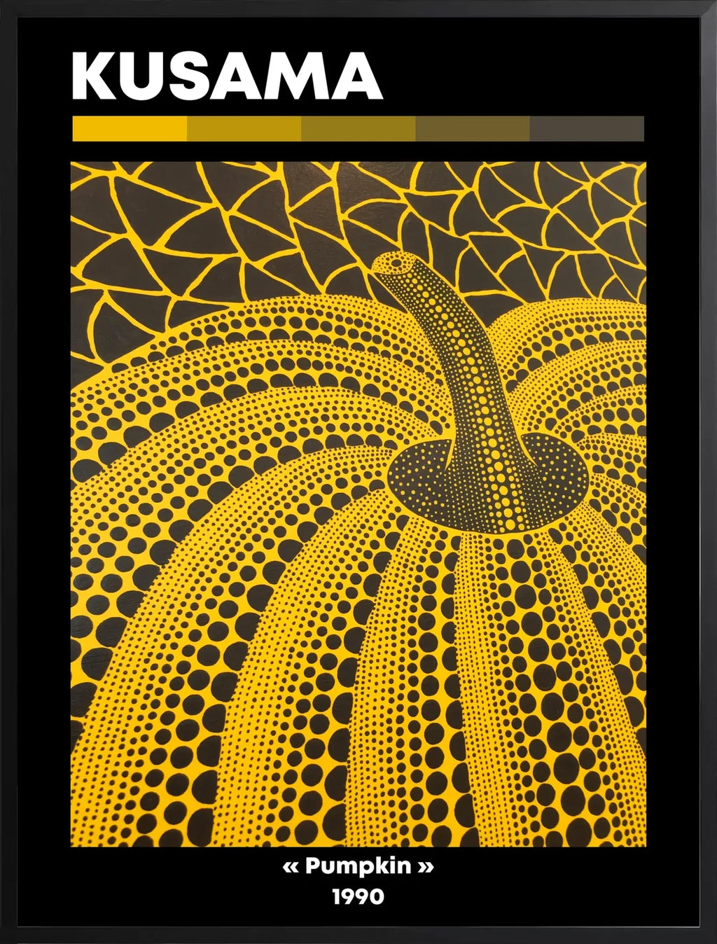 Encadrement noir mat autour de la citrouille a pois jaune de Kusama