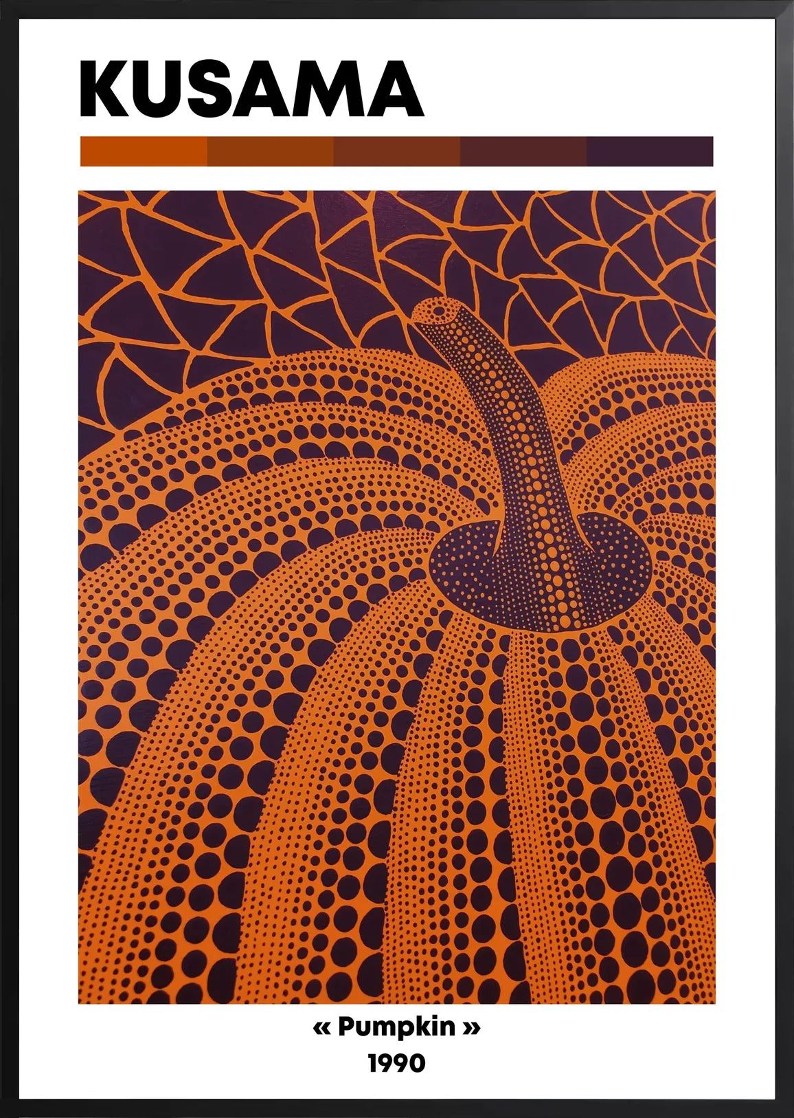Encadrement noir mat autour de la citrouille a pois orange feu de Kusama