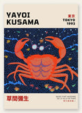Affiche crabe rouge a pois de Kusama art japonais
