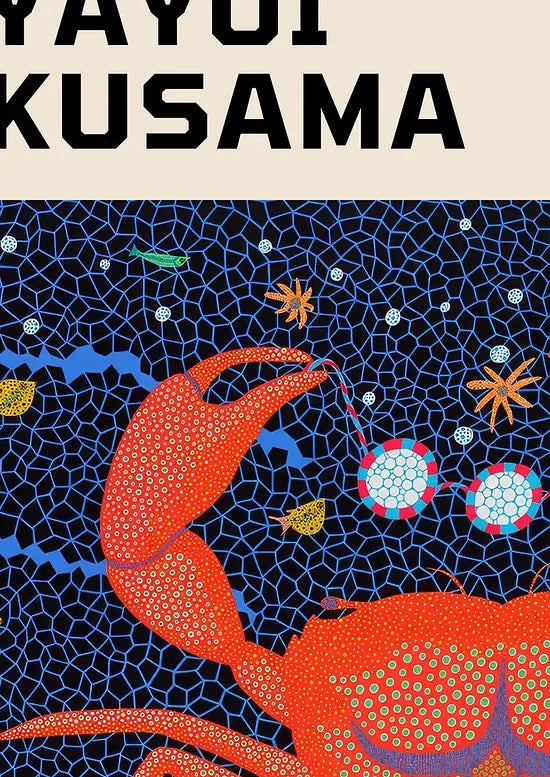Gros plan sur crabe rouge a pois de Kusama