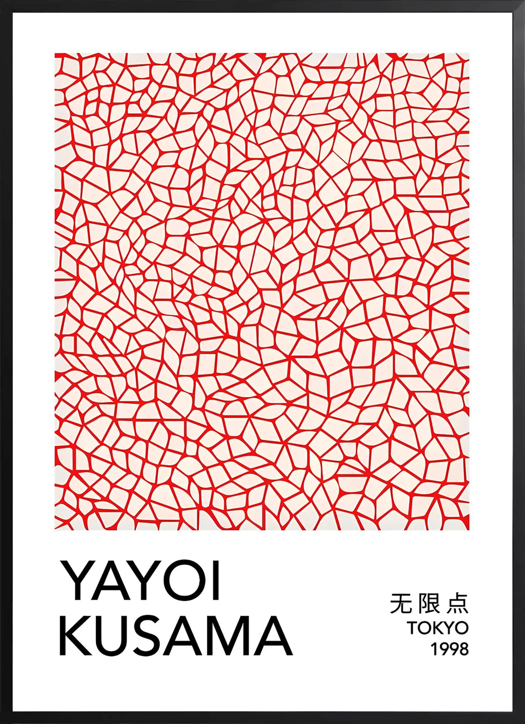 Encadrement noir mat autour de filet infini rouge de Kusama