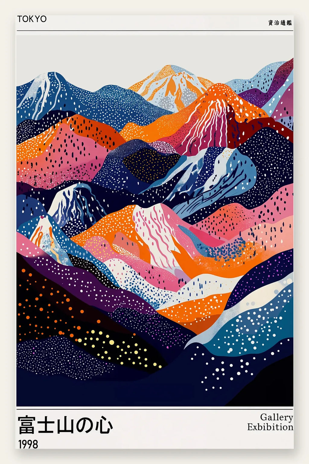 Affiche montagnes du Fuji de Kusama art japonais