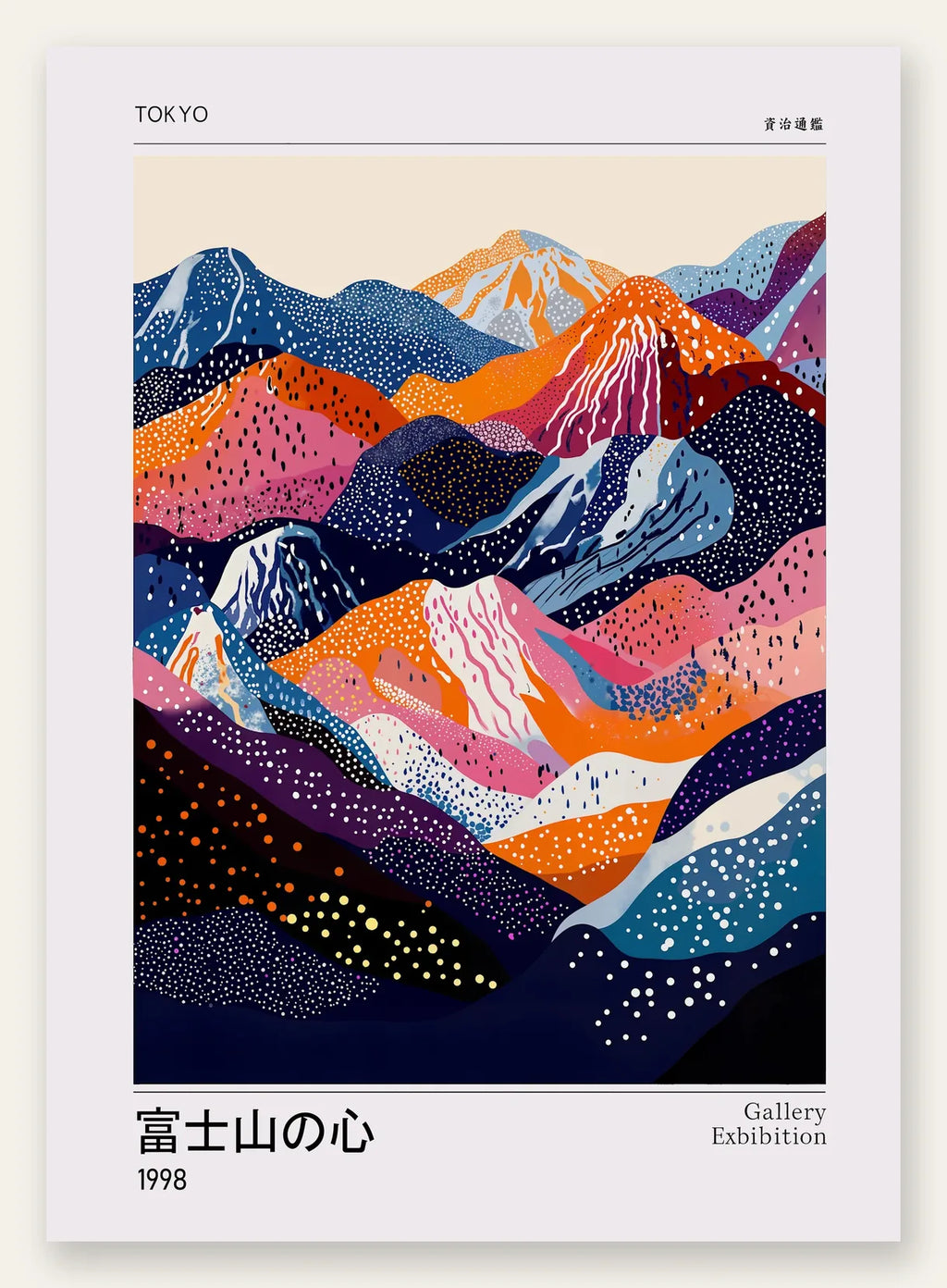 Affiche montagnes a pois de Kusama art japonais