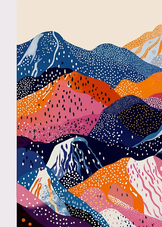Gros plan sur montagnes a pois de Kusama