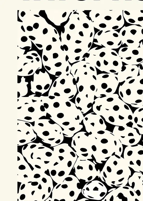 Gros plan sur pois noir et blanc de Kusama