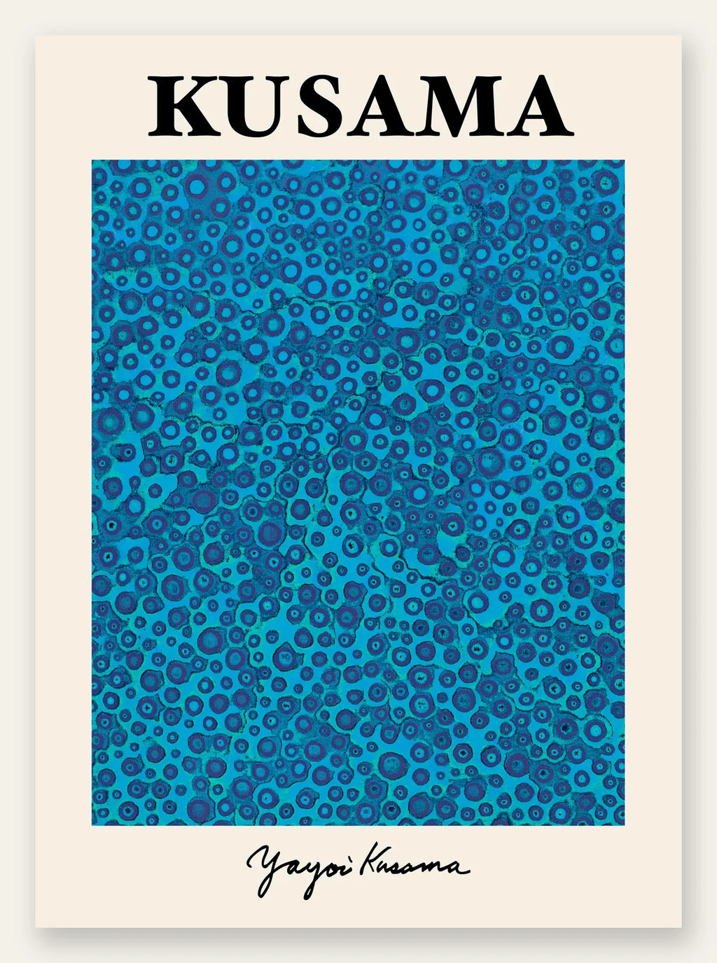 Affiche pois bleus de Kusama art japonais