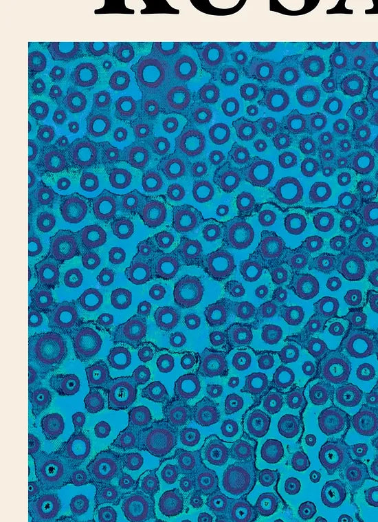 Gros plan sur pois bleus de Kusama
