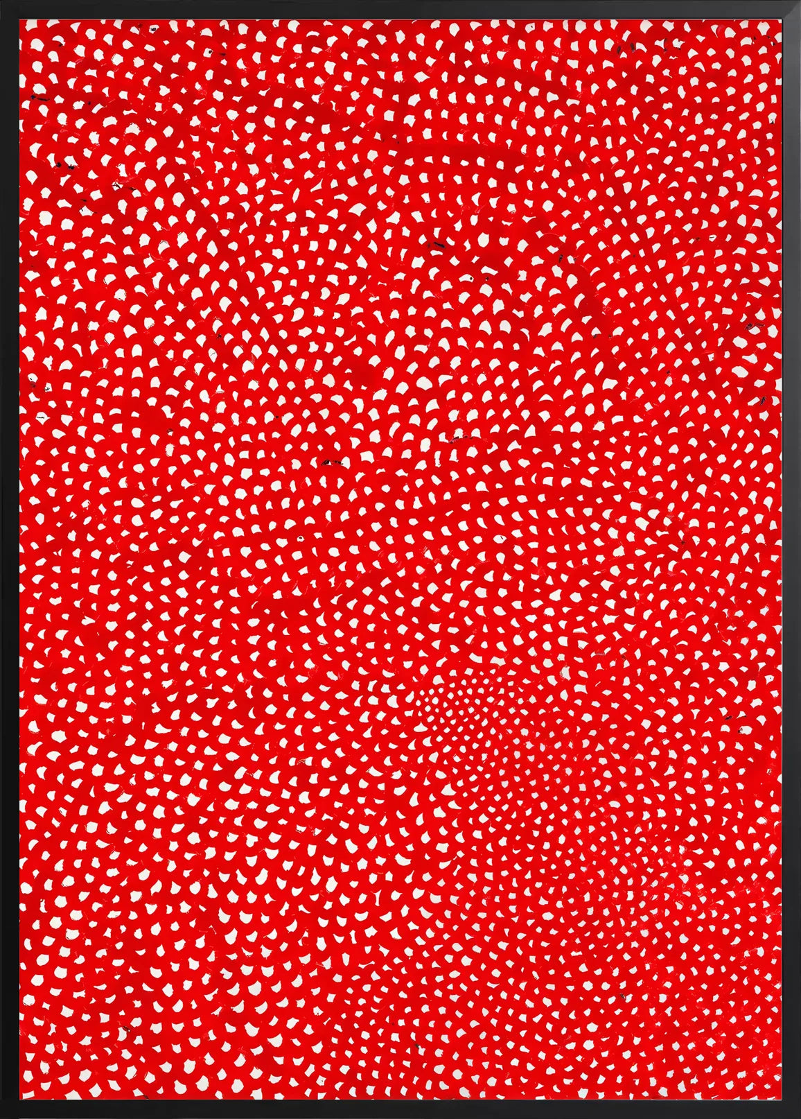 Encadrement noir mat autour de pois rouge et blanc de Kusama