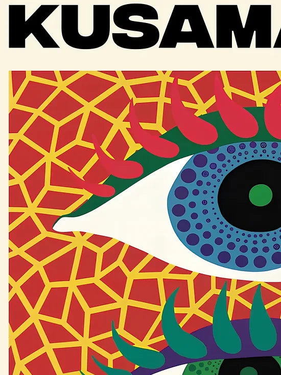Gros plan sur yeux a pois de Kusama