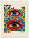Affiche yeux a pois jaune de Kusama art japonais
