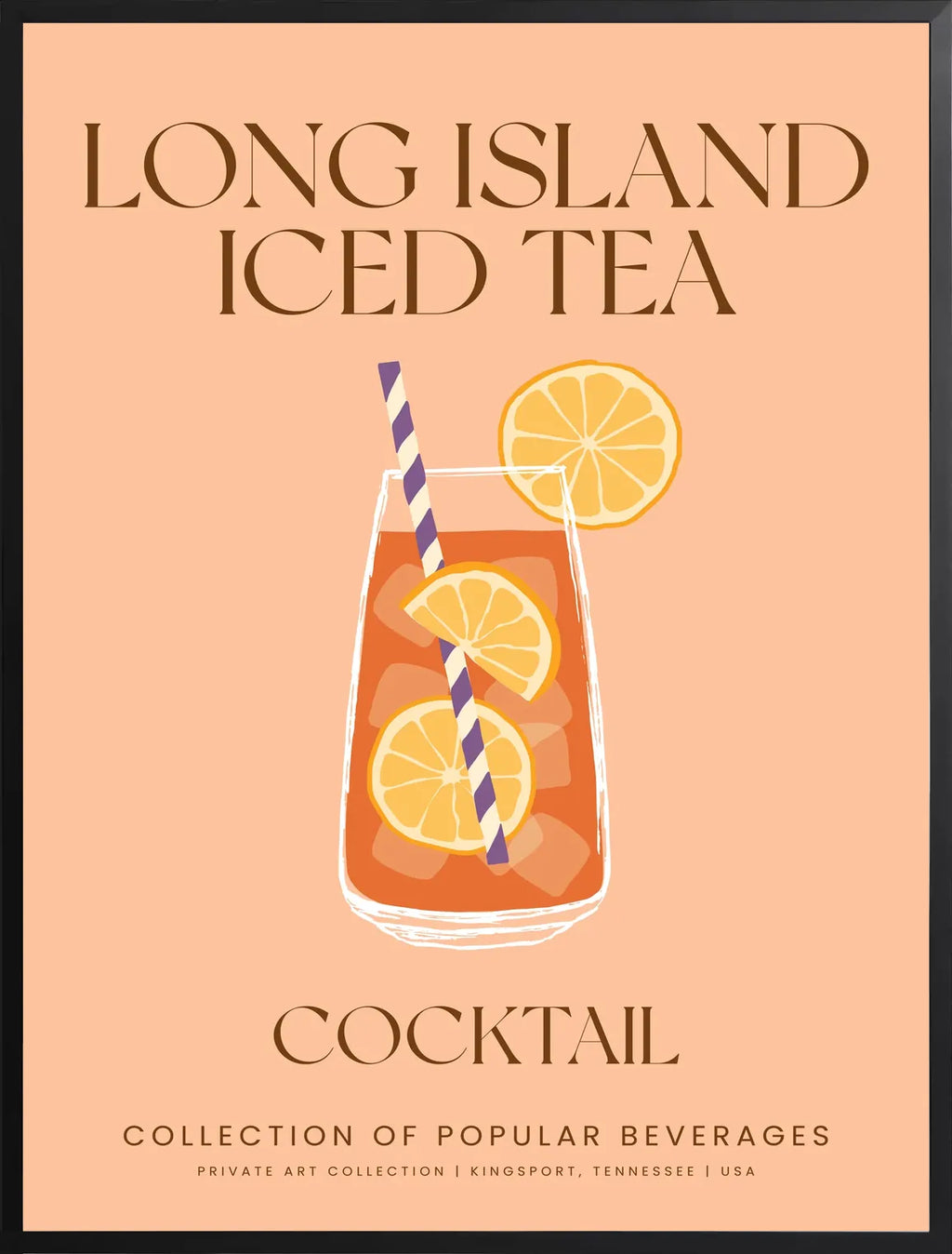 Encadrement noir mat autour du verre long island et citrons